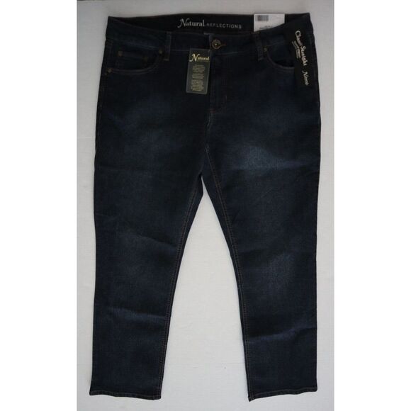 Natural Reflections Women Sz 16P Dark Wash Classic Straight Comfort Stretch Jean - Picture 1 of 7